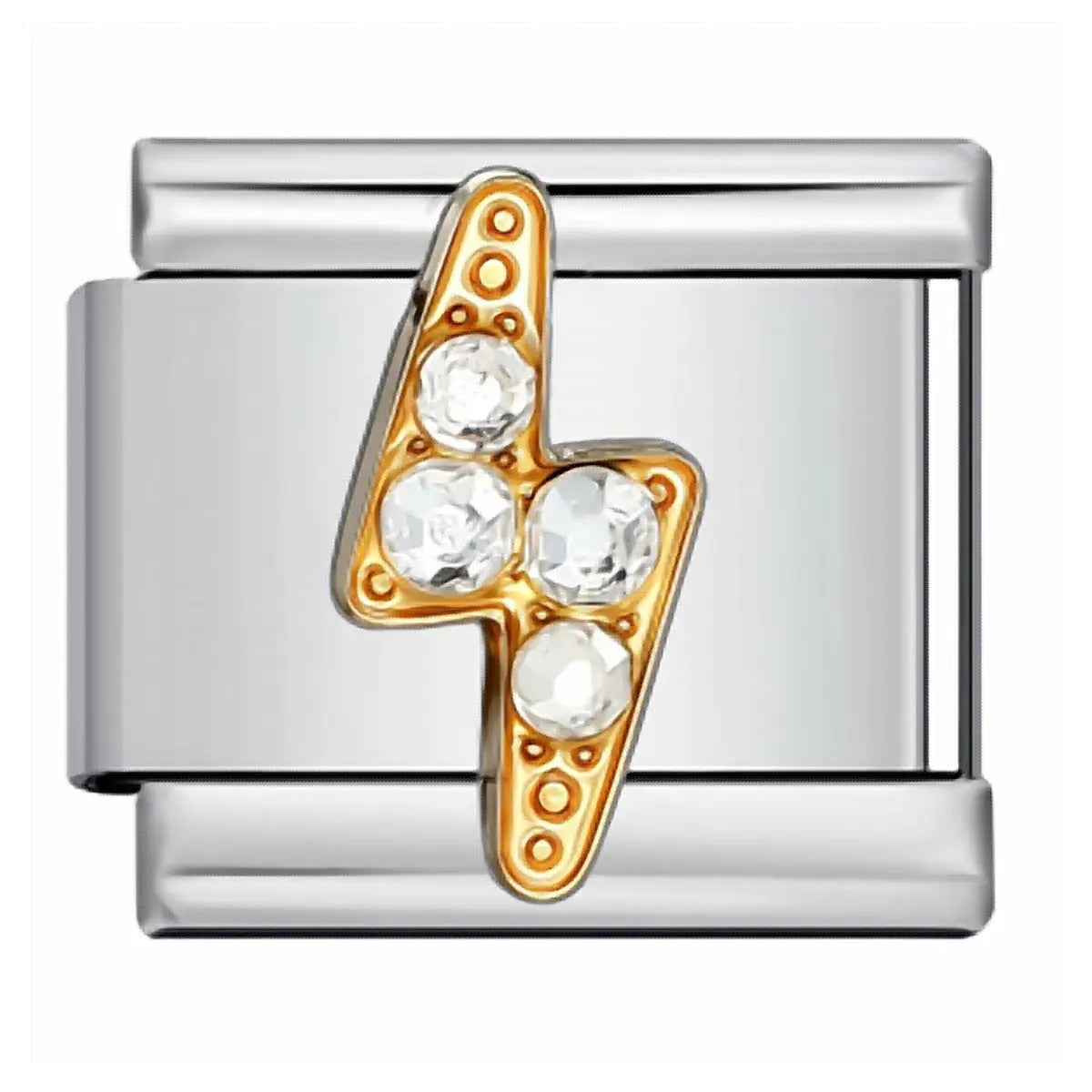 Charm italien Éclair Strass Argent — Charmsy