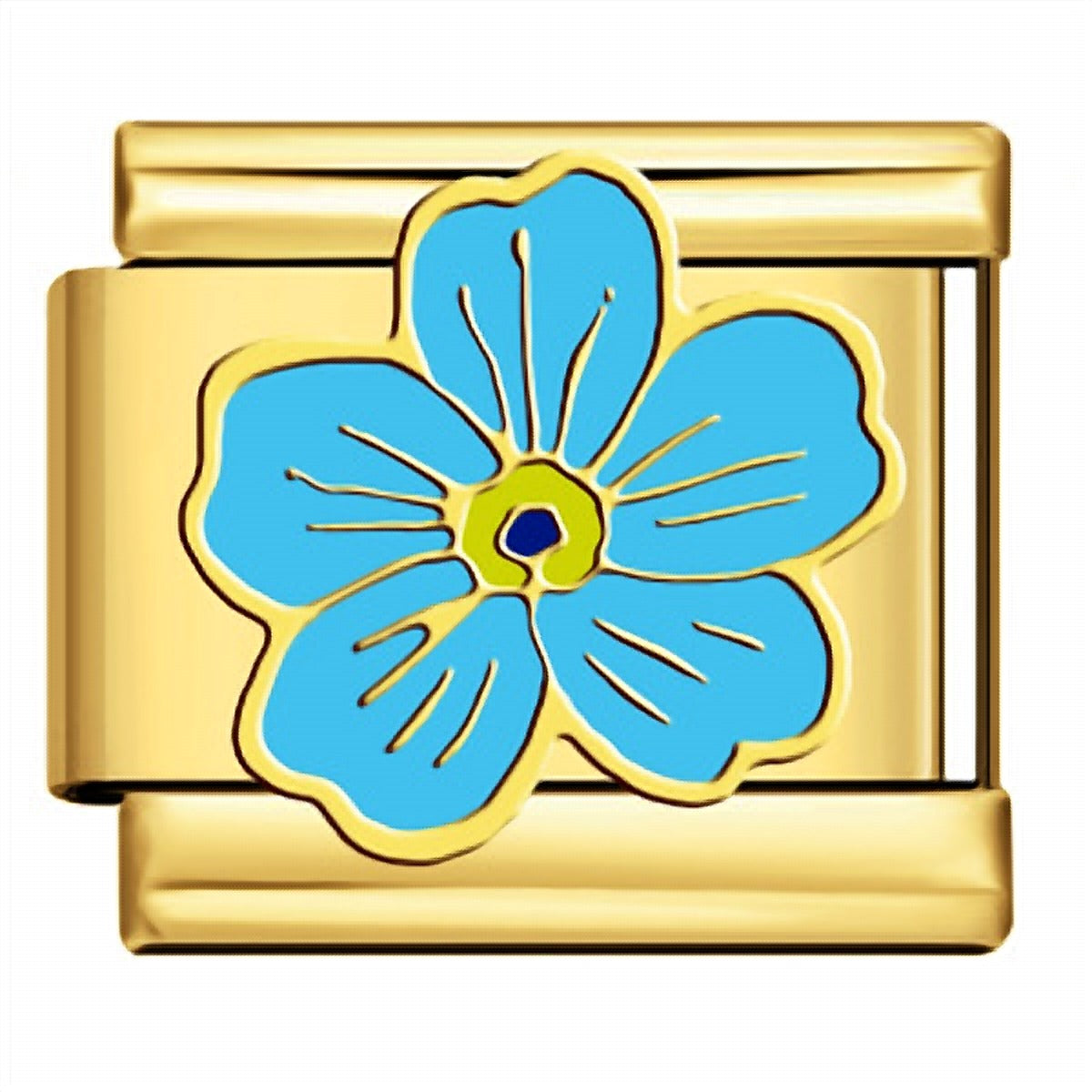Charm italien Fleur Bleue Dorée pour bracelet - Charmsy