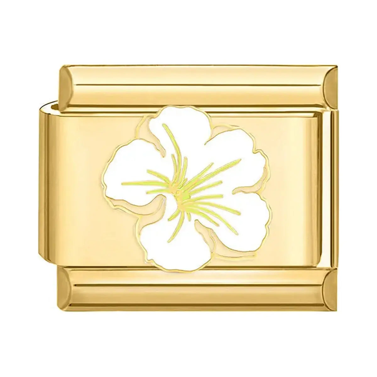 Charm italien doré Fleur Tahiti en acier inoxydable pour bracelet - Charmsy