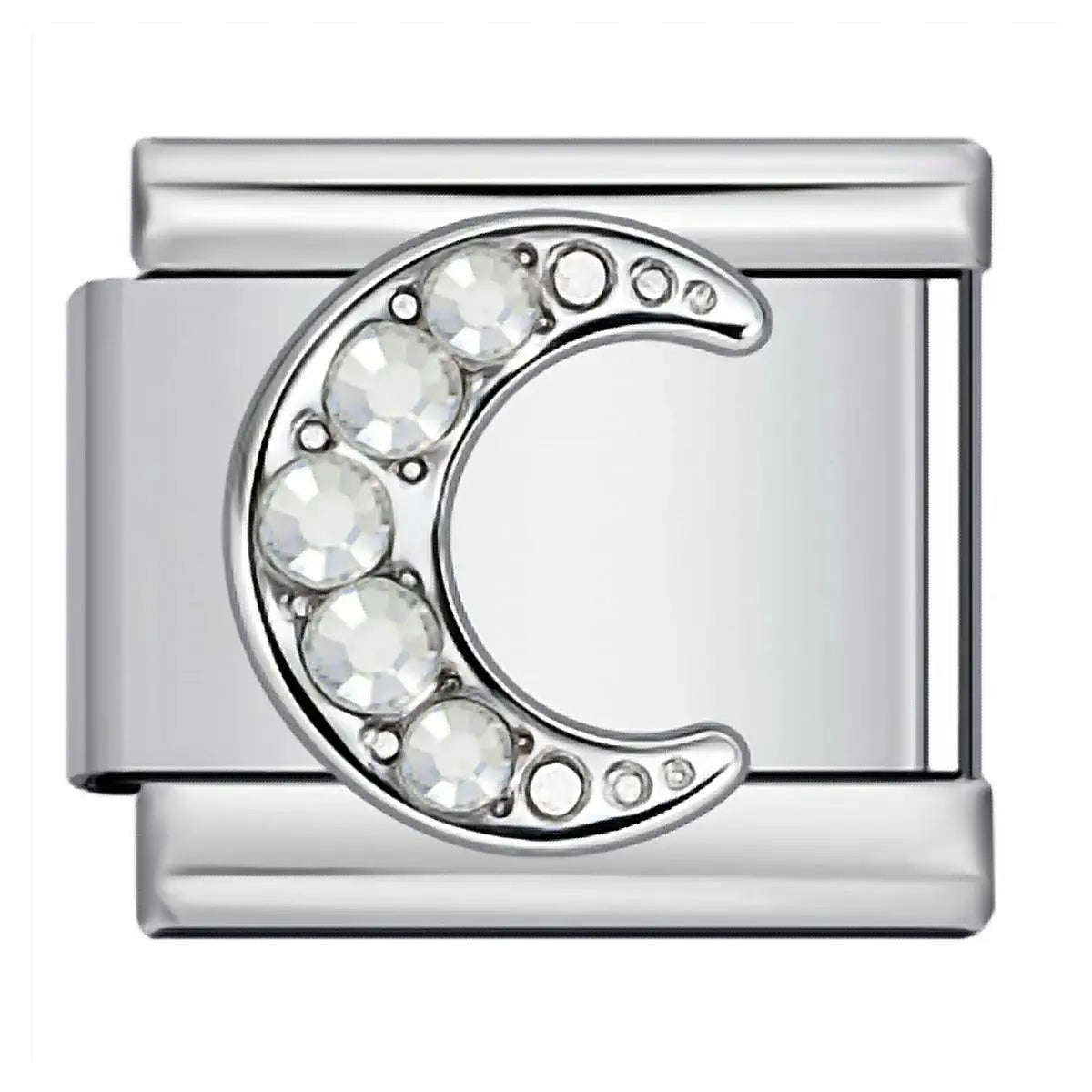 Charm italien Lune Strass Argent — Charmsy