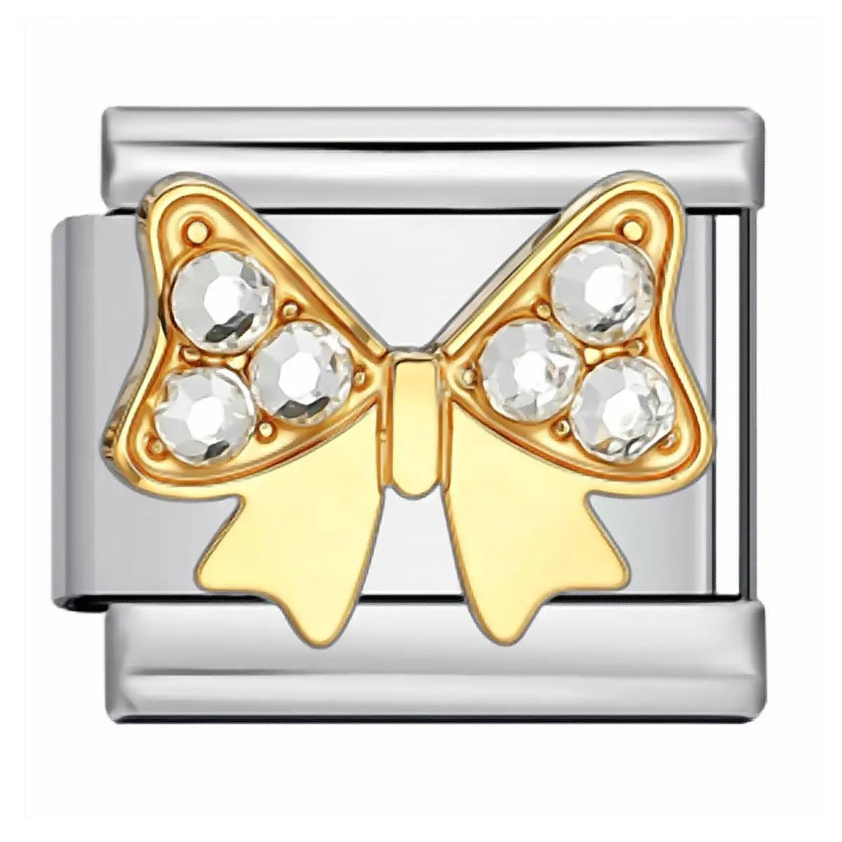 Charm italien Nœud Strass Argent — Charmsy