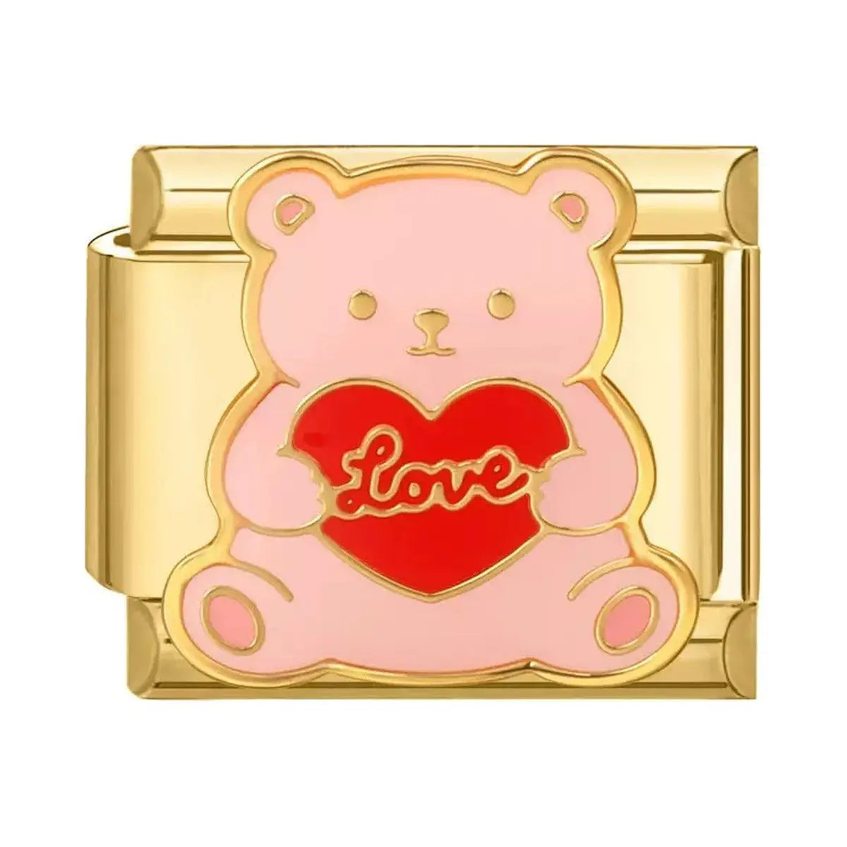Charm italien doré Ourson Love en acier inoxydable pour bracelet - Charmsy