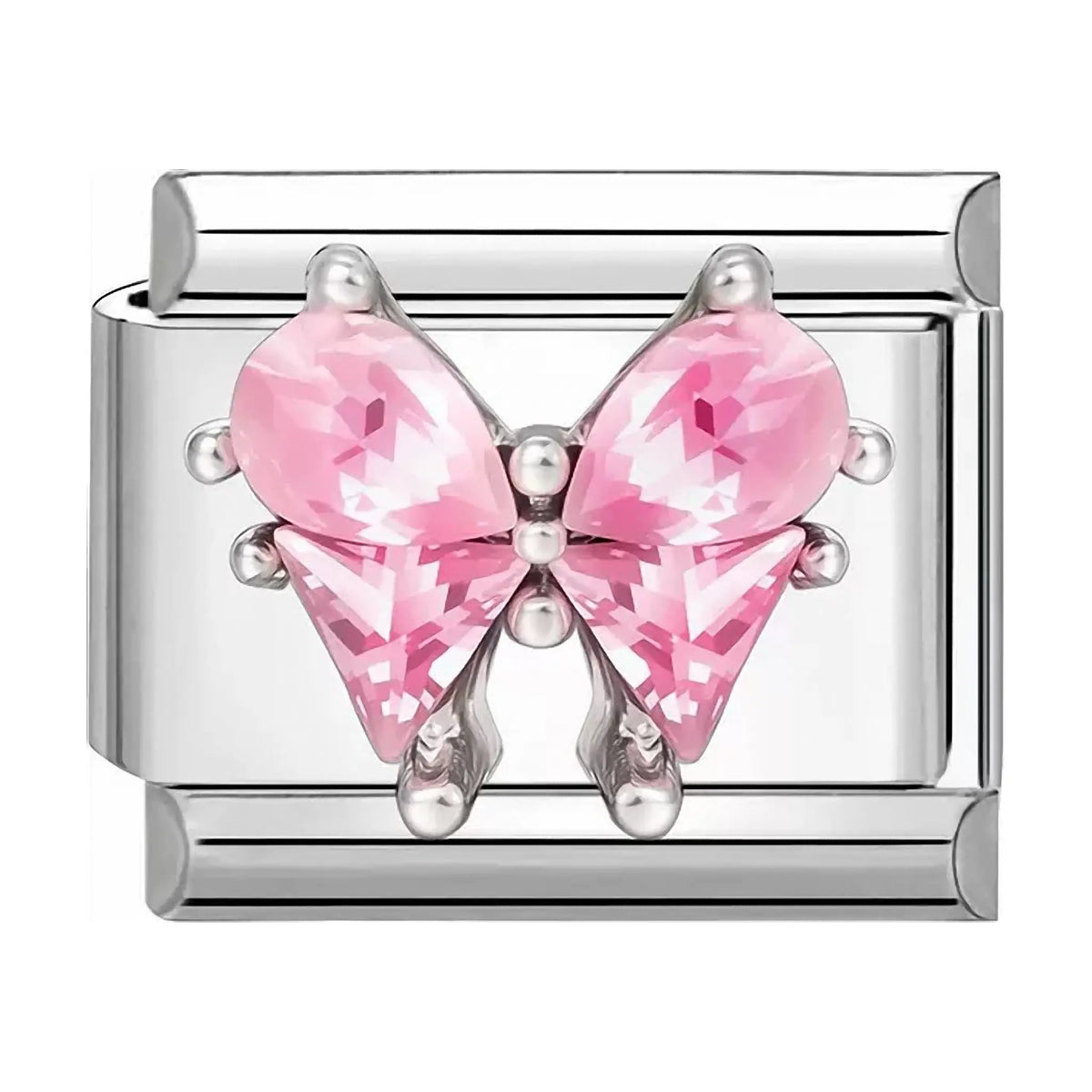 Charm italien Papillon Diamant Rose — Charmsy