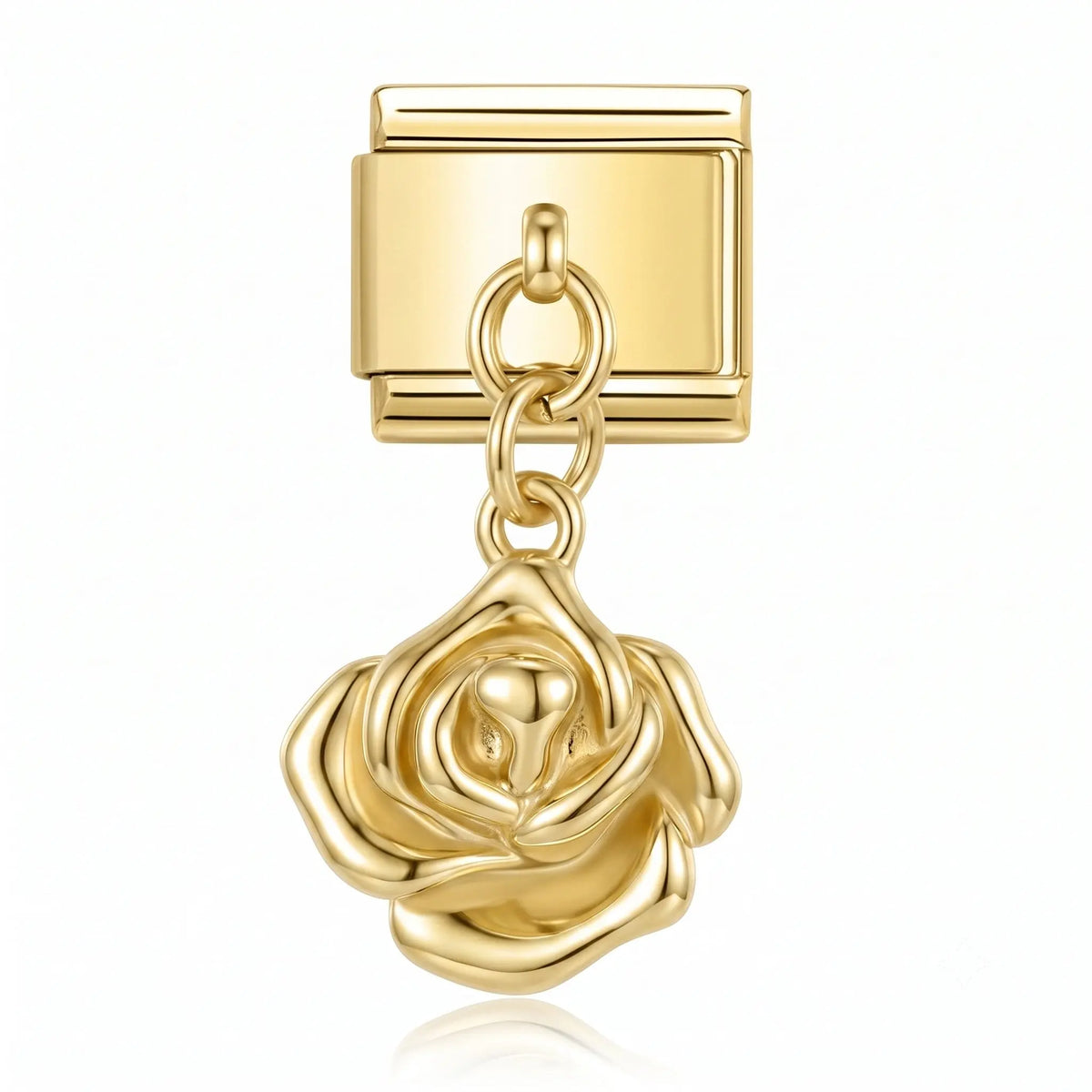 Charm italien Pendentif Rose Dorée en acier inoxydable pour bracelet - Charmsy