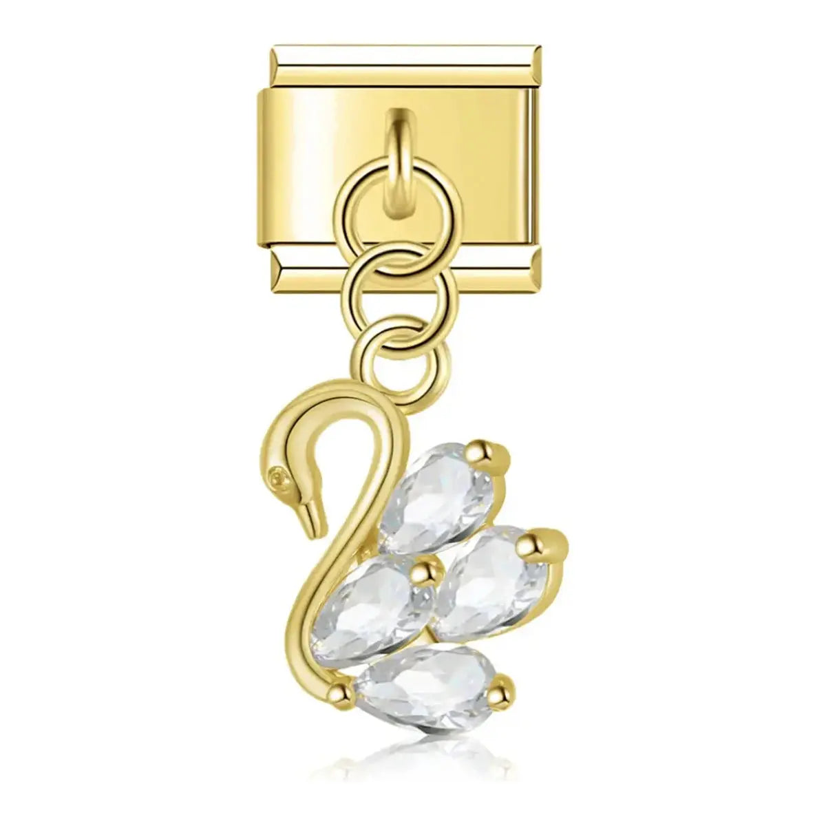 Charm italien doré Pendentif Signe Strass en acier inoxydable pour bracelet - Charmsy