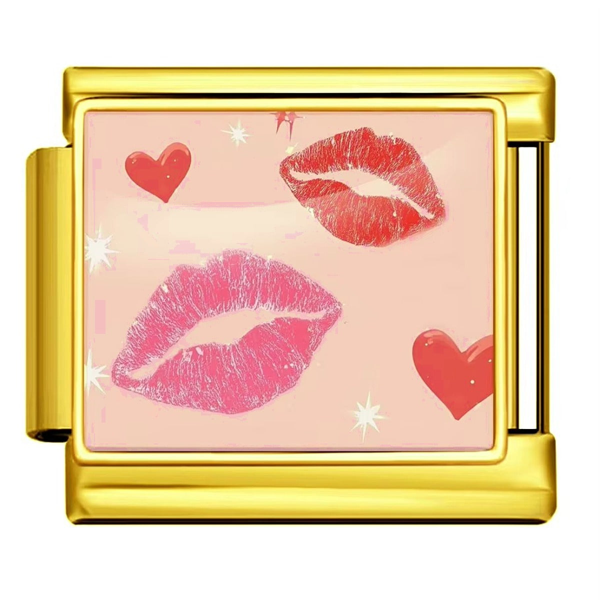 Charm italien Bouche Rose Dorée pour bracelet - Charmsy
