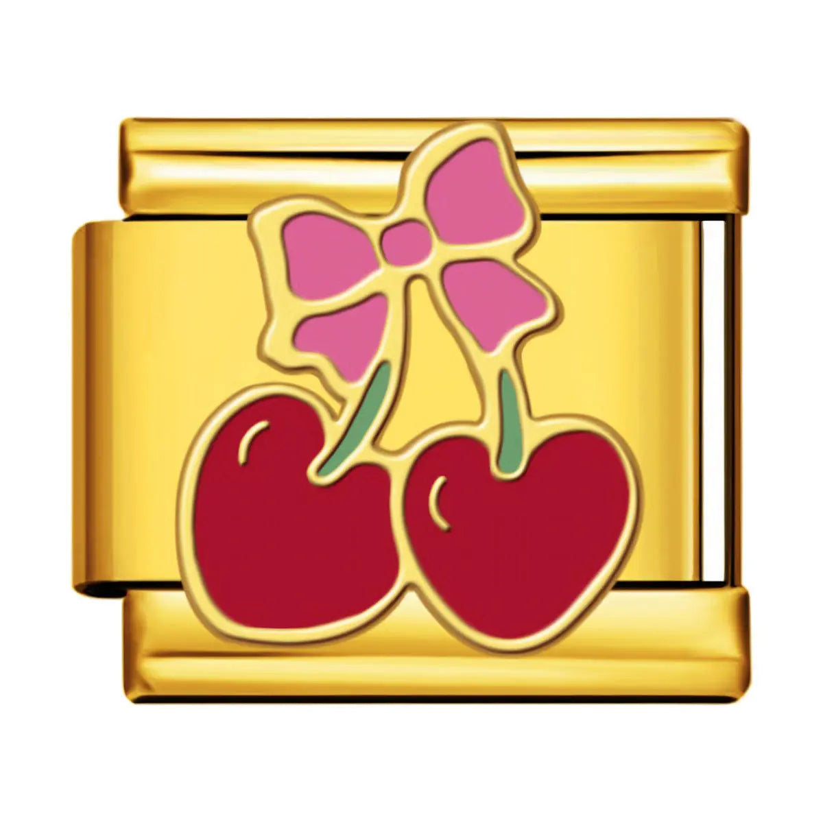 Charm italien Cerises Nœud Rose — Charmsy