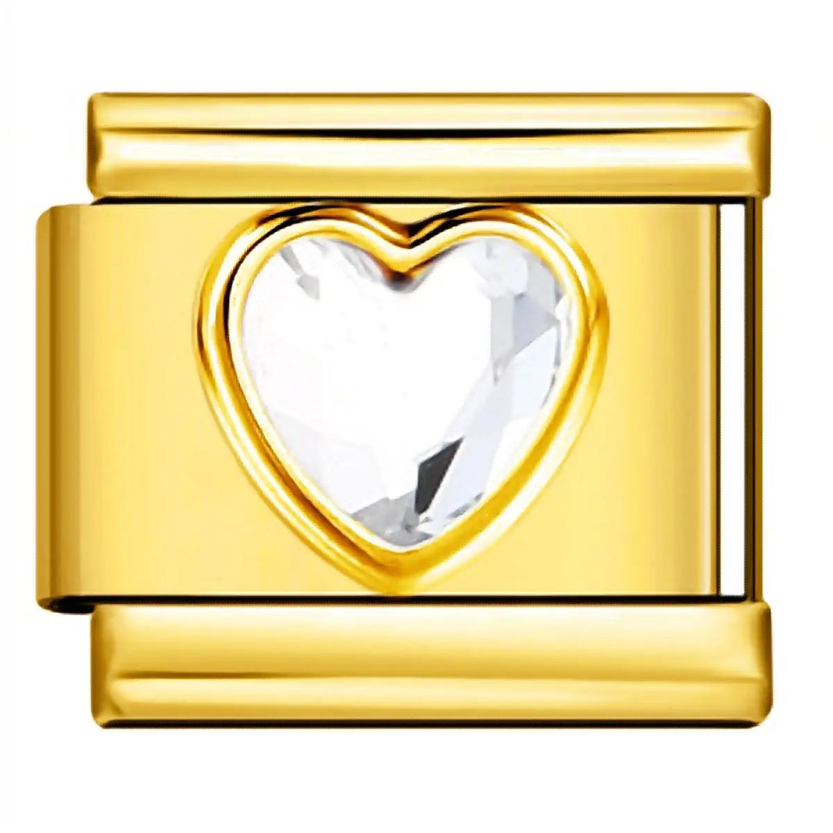 Charm italien Cœur Blanc Doré en acier inoxydable pour bracelet - Charmsy