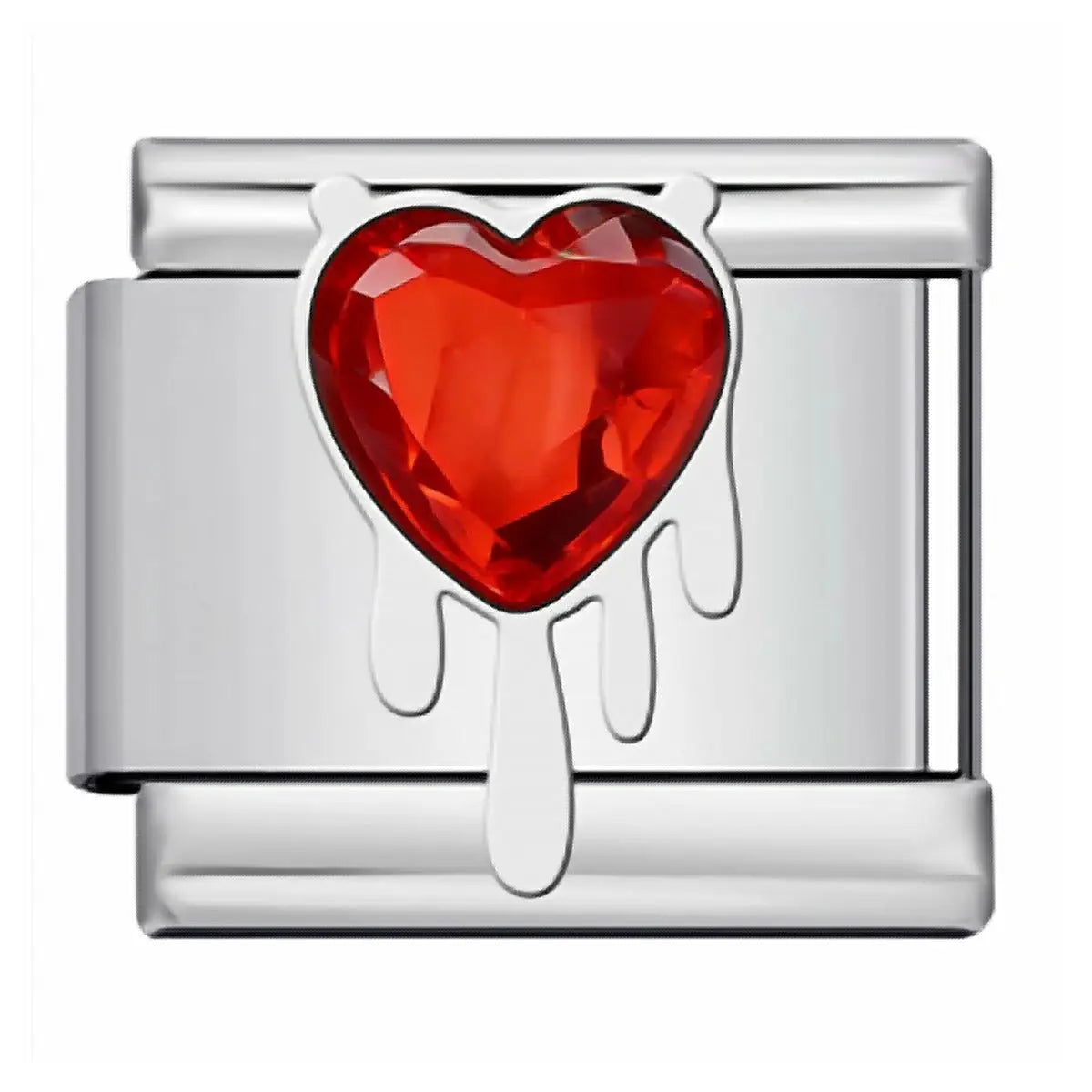 Charm italien Cœur Rouge Argent — Charmsy