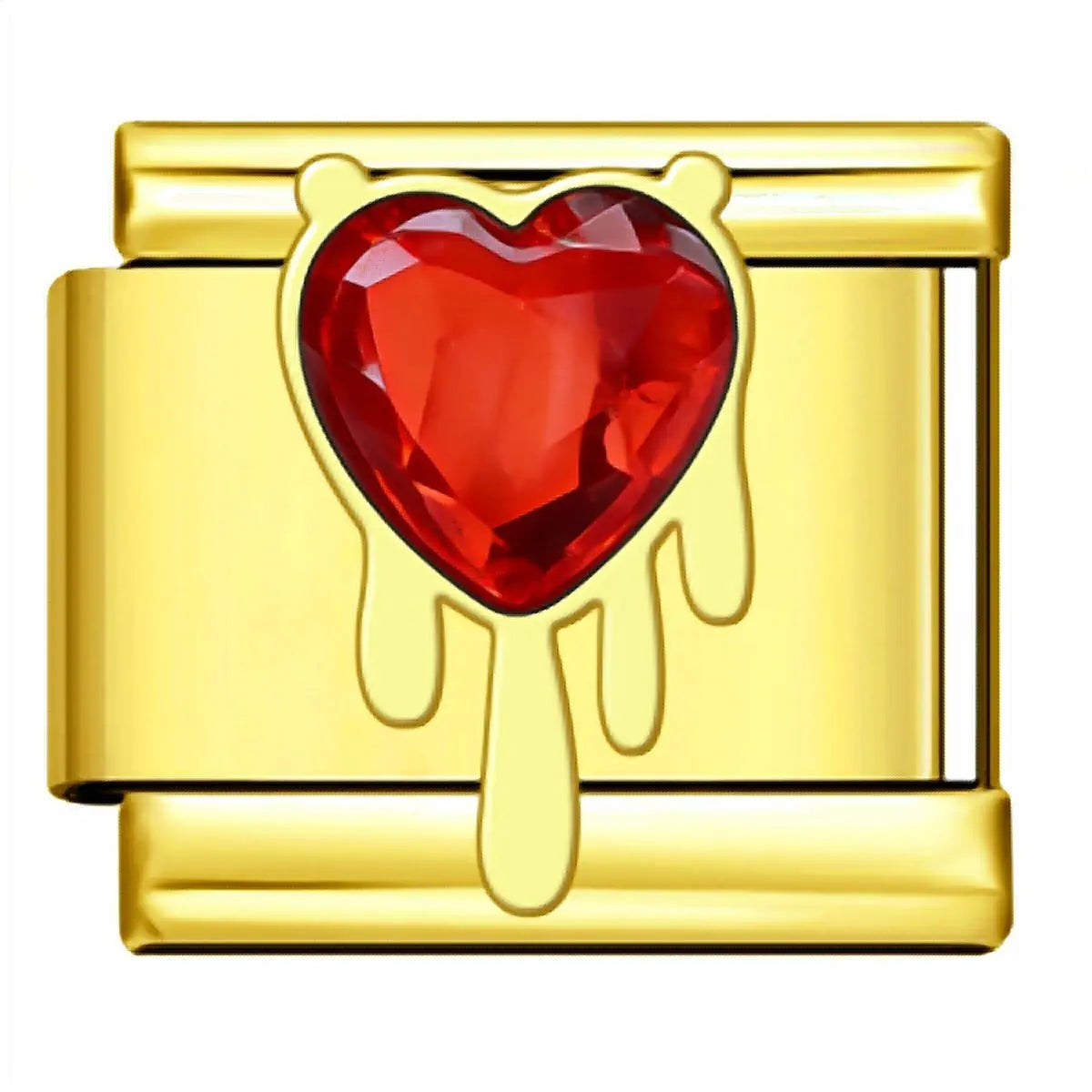 Charm italien doré Cœur Rouge en acier inoxydable pour bracelet - Charmsy