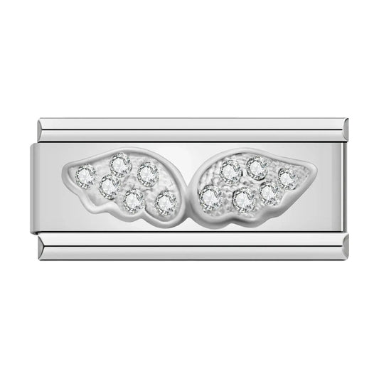 Charm italien Double Charm Ange Argent en acier inoxydable pour bracelet - Charmsy