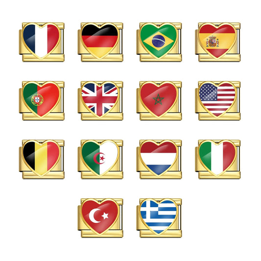 Charm italien doré Drapeaux en acier inoxydable pour bracelet - Charmsy