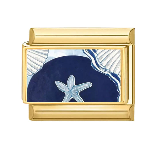 Charm italien doré Étoile de Mer Bleu en acier inoxydable pour bracelet - Charmsy