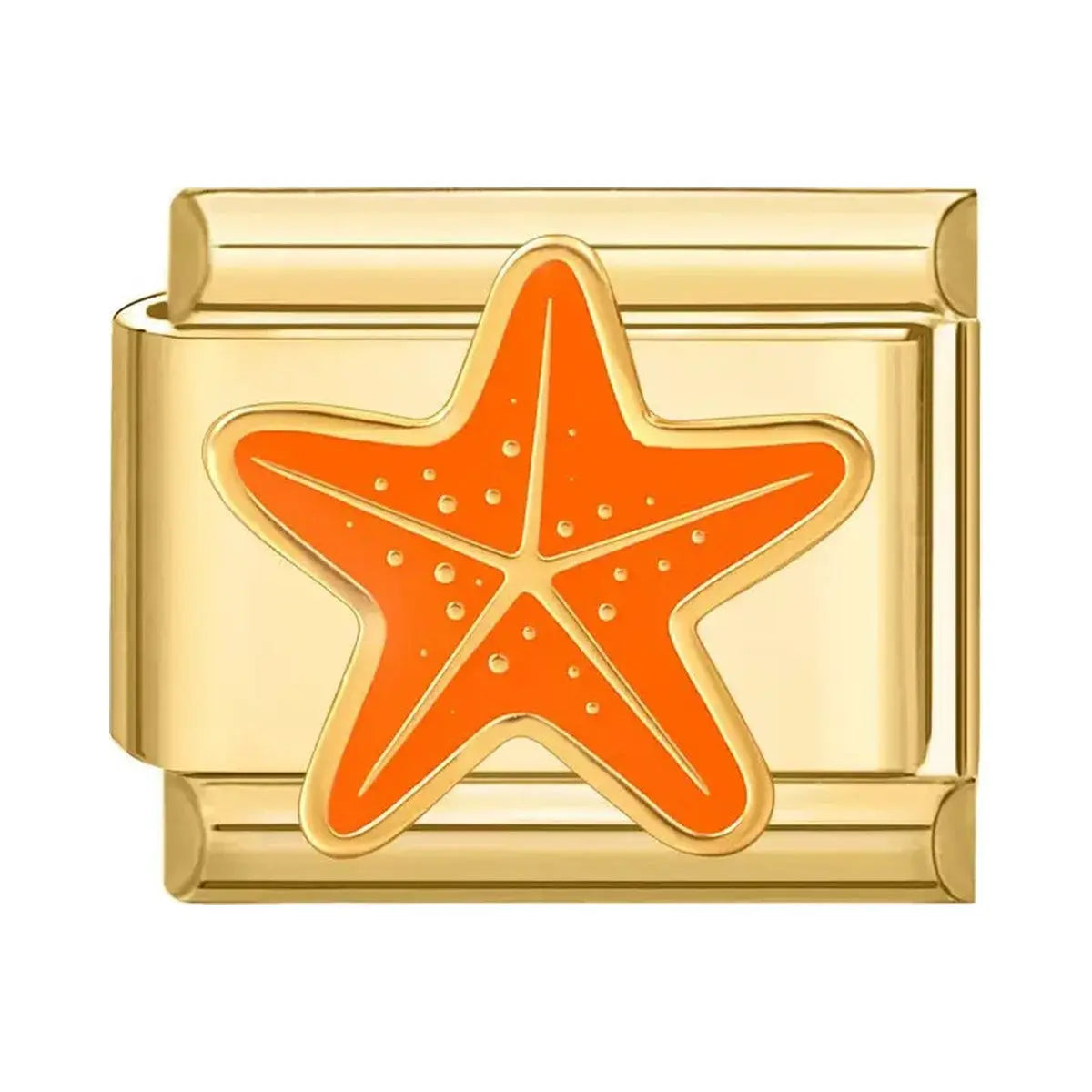 Charm italien doré Étoile de Mer Orange en acier inoxydable pour bracelet - Charmsy