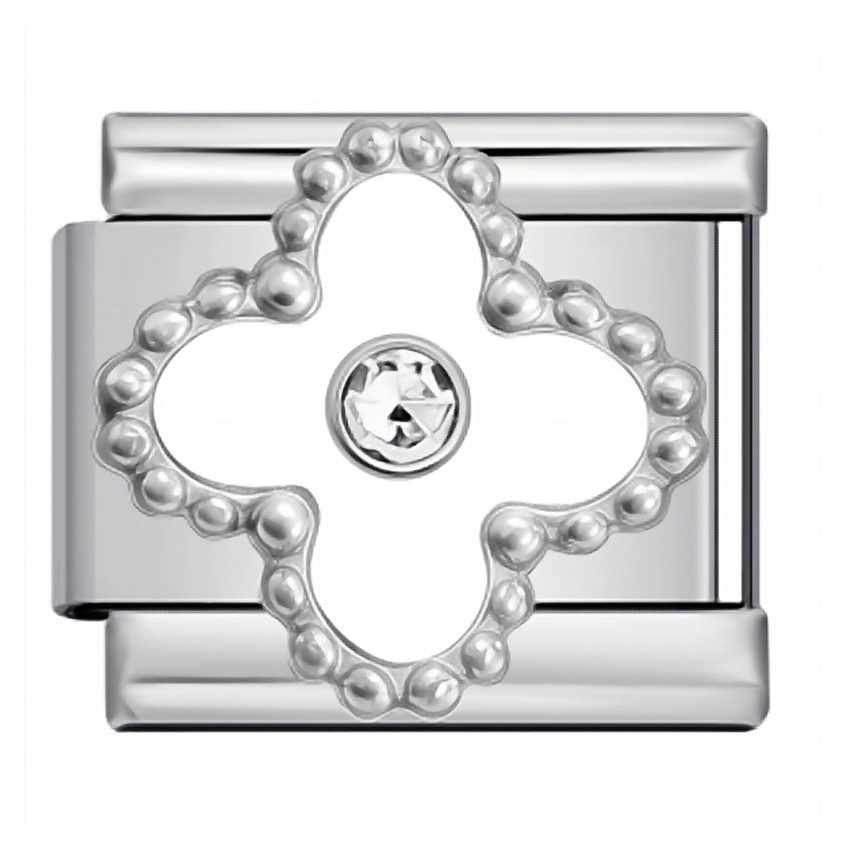 Charm italien Fleur Blanche Strass — Charmsy