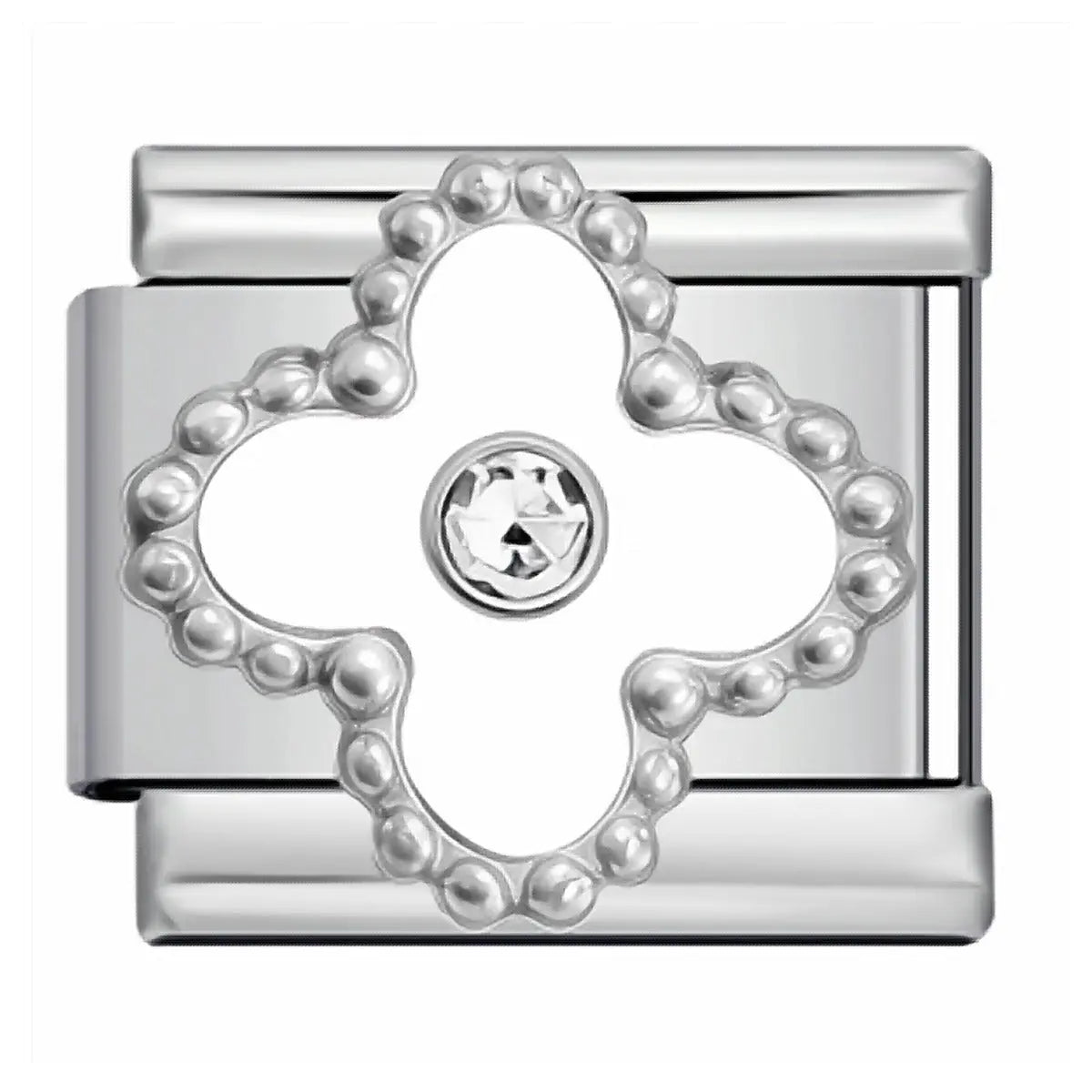 Charm italien Fleur Blanche Strass — Charmsy