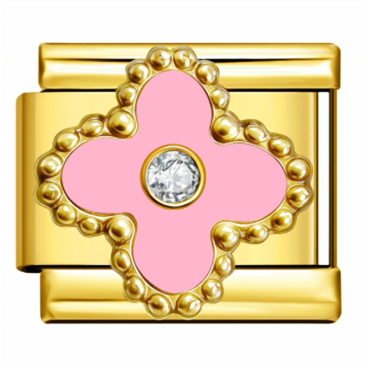 Charm italien Fleur Rose Dorée pour bracelet - Charmsy