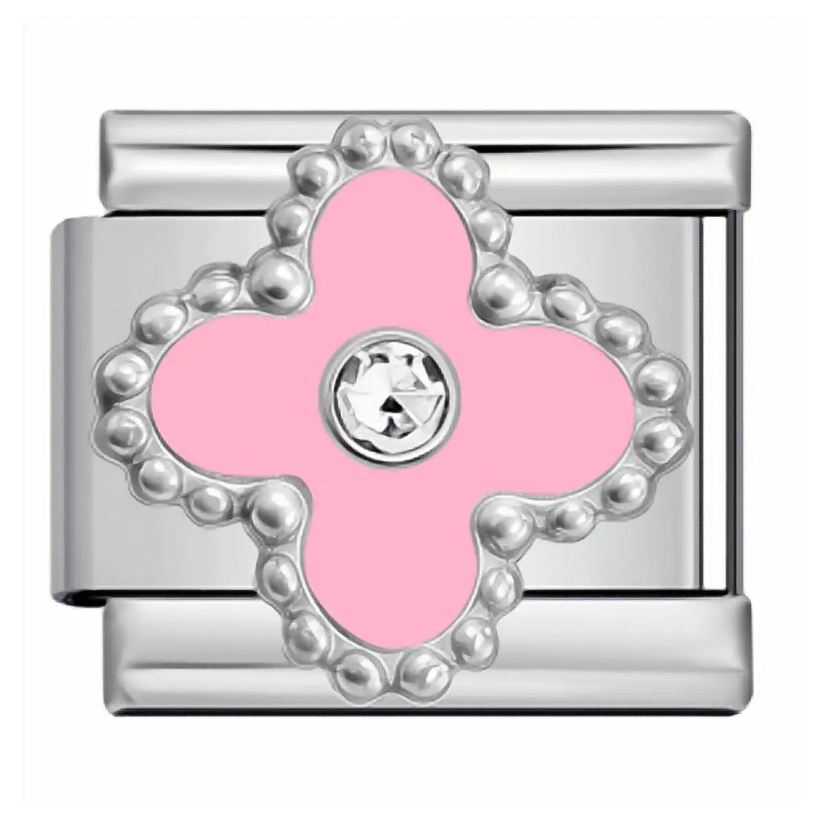 Charm italien Fleur Rose Strass — Charmsy