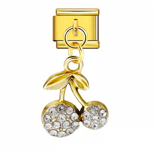 Charm italien Pendentif Cerises Perles pour bracelet - Charmsy