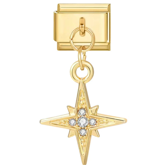 Charm italien doré Pendentif Etoile Scintillante en acier inoxydable pour bracelet - Charmsy