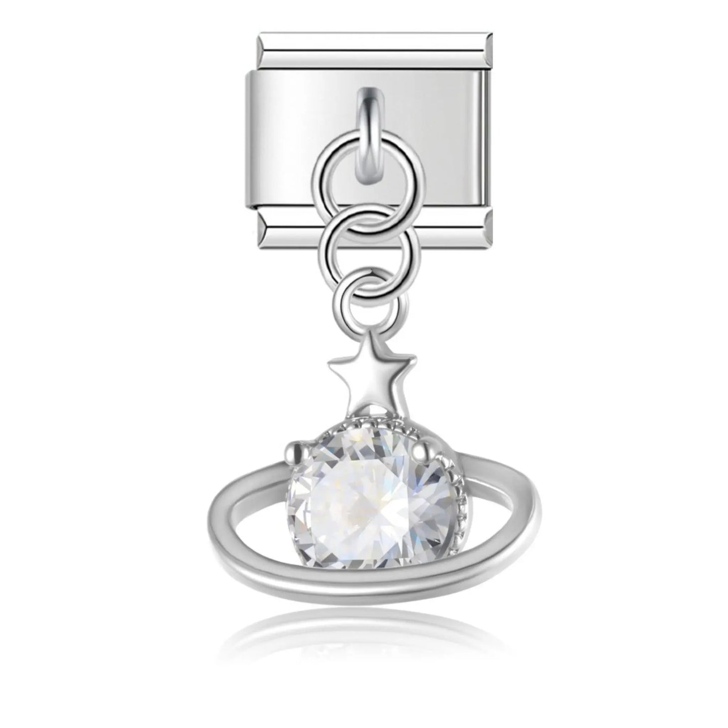 Pendentif Planète Strass Argent Charmsy