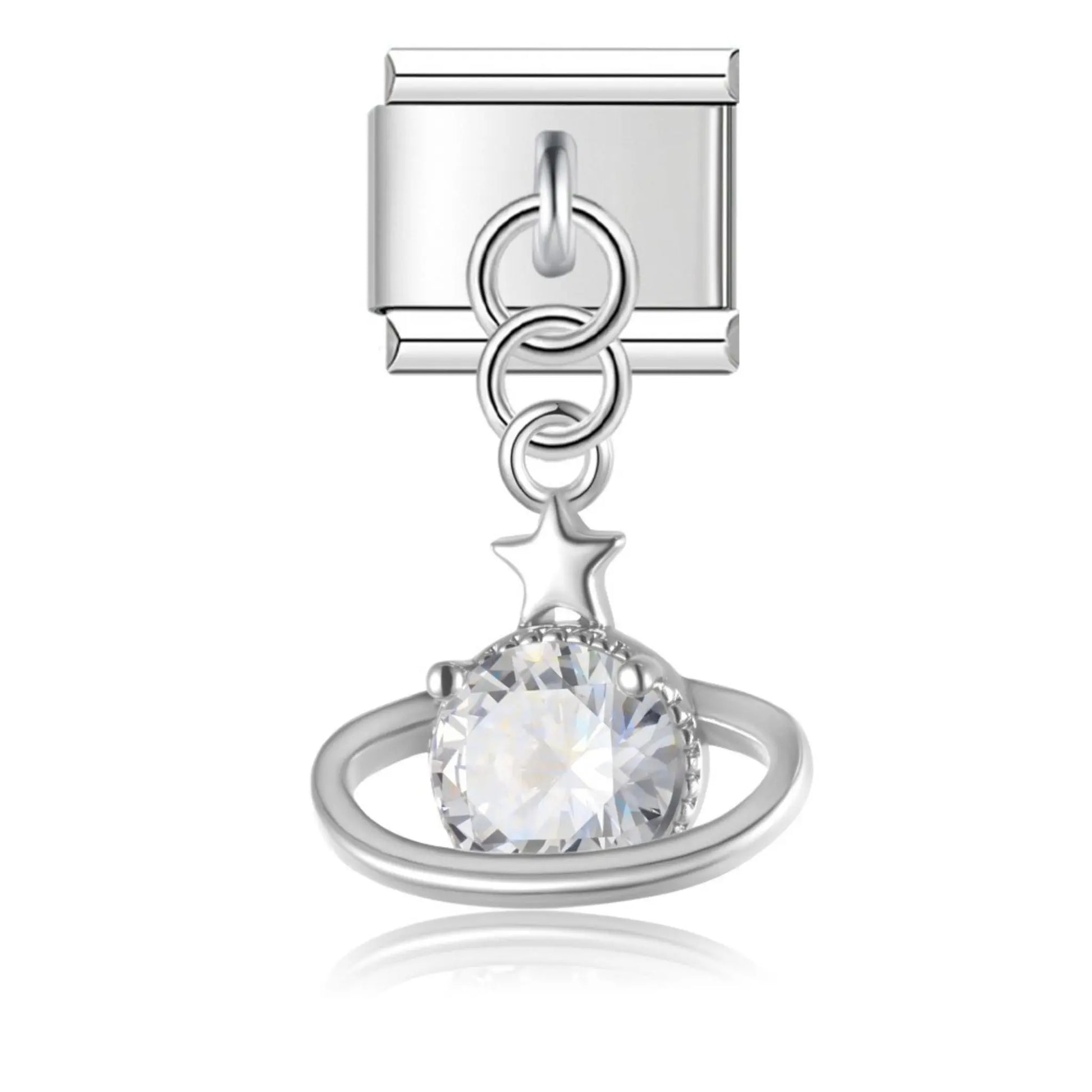 Pendentif Planète Strass Argent Charmsy
