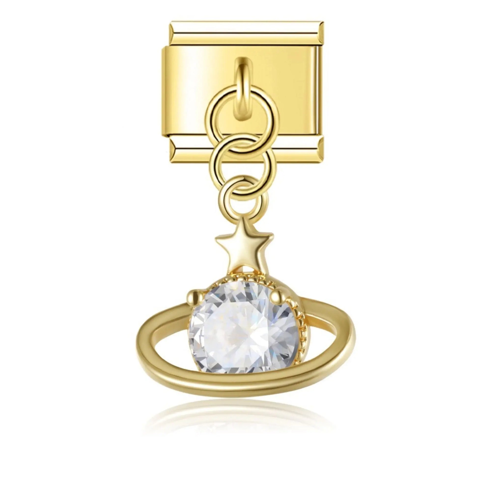 Pendentif Planète Strass Or Charmsy