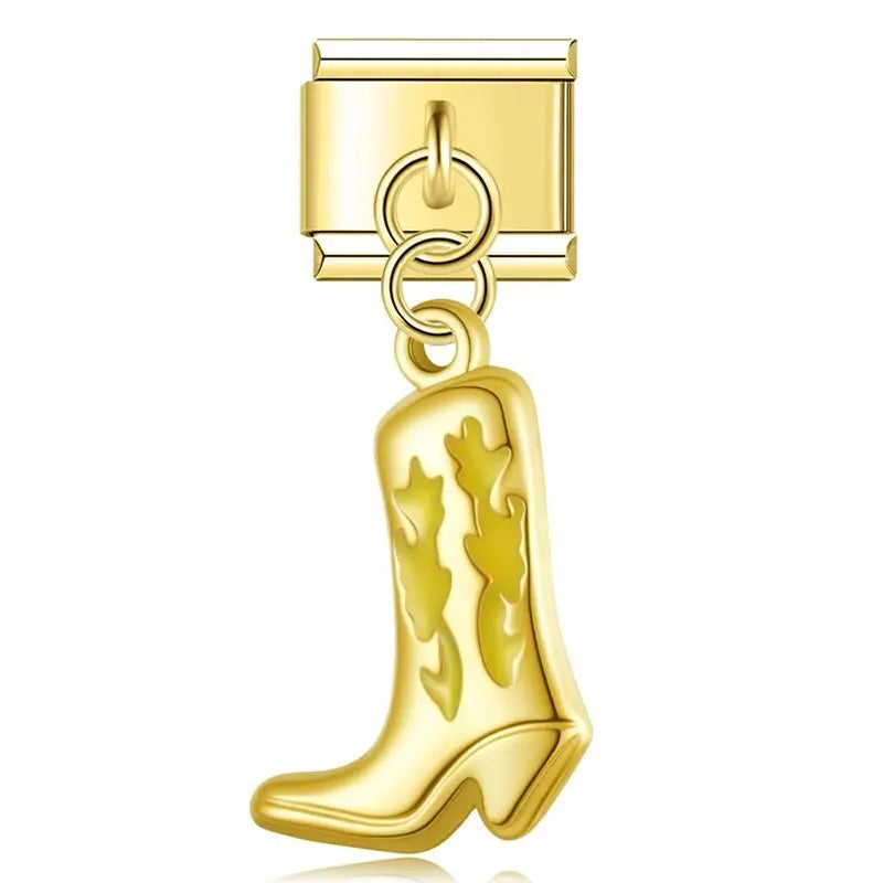 Charm italien doré Pendentif Santiag en acier inoxydable pour bracelet - Charmsy (vue 2)