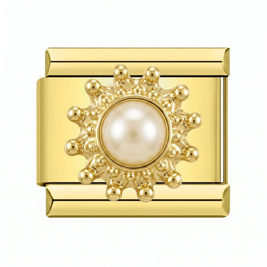 Charm italien doré Soleil Perle Rotatif en acier inoxydable pour bracelet - Charmsy