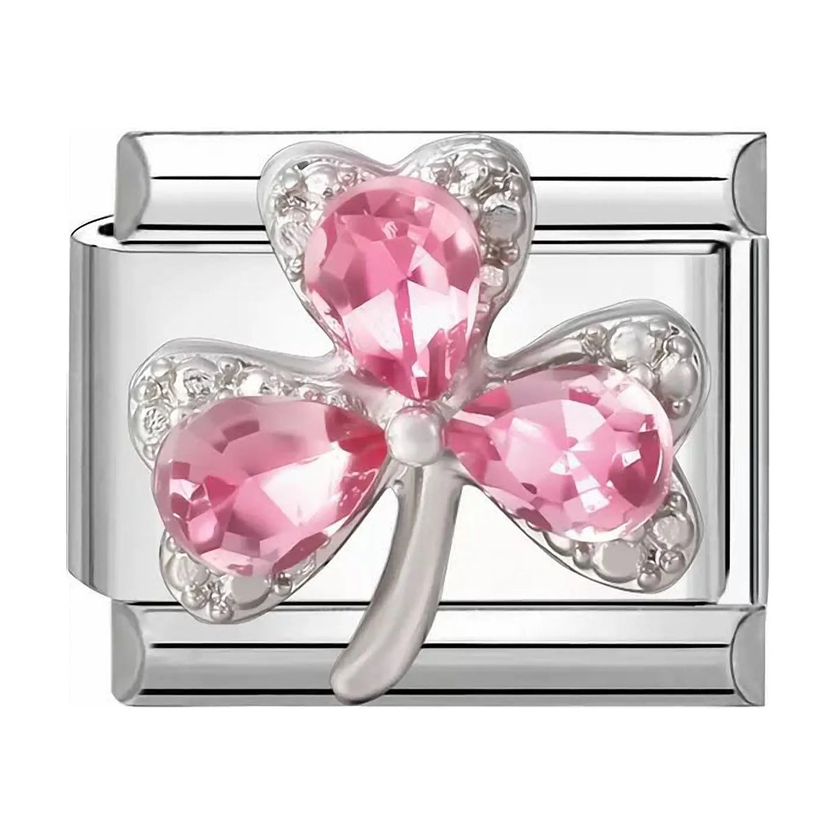 Charm italien Trèfle Diamant Rose — Charmsy